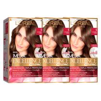 L'Oréal Paris Coloração Imédia Excellence 5 Cast. Claro Kit - 3 Unidades L'Oréal Paris Coloração Imédia Excellence 5 Cast. Claro Kit - 3 Unidades