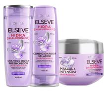L'Oréal Paris Elseve Hidra Hialurônico Kit - Shampoo 400ml + Condicionador 400ml + Creme de Tratamento 300G