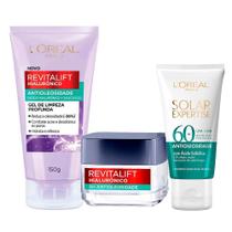 L'Oréal Paris Kit - Gel Hidratante Facial + Gel de Limpeza + Protetor Solar Facial