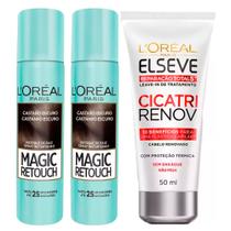 L'Oréal Paris Magic Retouch + Cicatri Renov Kit - Leave-In + 2 Corretivos Capilar Castanho Escuro L'Oréal Paris Magic Retouch + Cicatri Renov Kit - Leave-In + 2 Corretivos Capilar Castanho Escuro