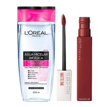 L'Oréal Paris + Maybelline Kit - Água Micelar Bifásica + Batom Líquido Longa Duração Voyager