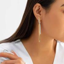 L02113-Brinco Bijuteria Festa Luxo Longo Entrelaçado Brilho A269 L02113-Brinco Bijuteria Festa Luxo Longo Entrelaçado Brilho A269