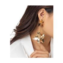 L0253-Brinco Bijuteria Festa Luxo Flor Pendente Evento
