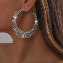 L0311-Brinco Feminino Argola Grande Strass Zirconia Prata Réveillon Casamento Noiva Festa Carnaval Namorada Brilhante L0311-Brinco Feminino Argola Grande Strass Zirconia Prata Réveillon Casamento Noiva Festa Carnaval Namorada Brilhante