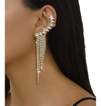 L03145-Brinco Bijuteria Festa Luxo Ear Cuff Gota D'água M2704