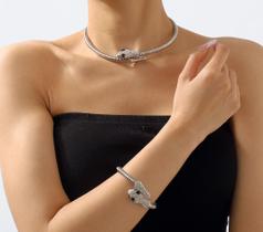 L0360-Conjunto Feminino Colar e Pulseira Choker Dourado Serpente Festa Presente L0360-Conjunto Feminino Colar e Pulseira Choker Dourado Serpente Festa Presente