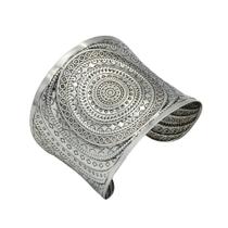 L1701-Pulseira Bracelete Largo Bijuteria Festa Balada Carnaval Mandala Gravura Boho Padrõe Retrô