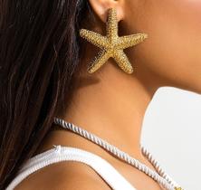 L19-L03125-Brinco Feminino Maxi Estrela do Mar Dourado Brilhante Festa Praia Réveillon Carnaval Sofisticada Presente L19-L03125-Brinco Feminino Maxi Estrela do Mar Dourado Brilhante Festa Praia Réveillon Carnaval Sofisticada Presente
