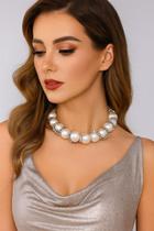 L19-L0369-Colar Feminino Pérola Barroca Grande Cravejado Festa Casamento Noiva Réveillon Dia das Mães Batizado Elegante L19-L0369-Colar Feminino Pérola Barroca Grande Cravejado Festa Casamento Noiva Réveillon Dia das Mães Batizado Elegante