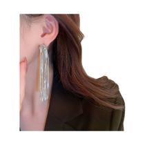 L20-L0603-Brinco Bijuteria Festa Luxo Nó Cascata Longo Elegante M0121
