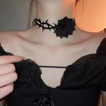 L2029-Colar Bijuteria Festa Luxo Choker Flor Espinho Chique Ag695