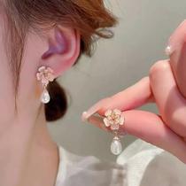 L2088-Brinco Bijuteria Festa Luxo Noiva Pérola Flor Chique Jl1474