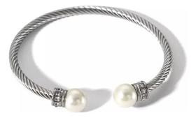 L2403-Pulseira Aço Inoxidável Luxo Pérola Pedraria Charme 4o03159