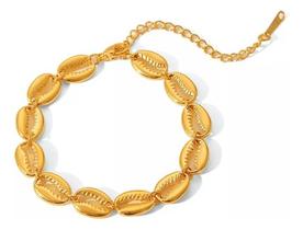 L2405-Pulseira Aço Inoxidável Luxo Búzios Charme Evento 4o03160