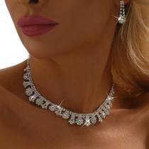 L2906-Conjunto Feminino Colar e Brinco Strass Zirconia Prata Casamento Noiva Festa Brilho Delicado Minimalista Elegante L2906-Conjunto Feminino Colar e Brinco Strass Zirconia Prata Casamento Noiva Festa Brilho Delicado Minimalista Elegante