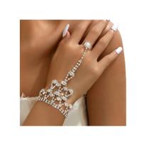 L2919-Pulseira Bijuteria Festa Luxo Hand Chain Pedraria Jl251
