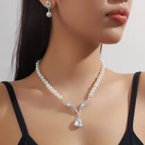 L2923-Conjunto Feminino Colar e Brinco Pérola Zirconia Festa Casamento Noiva Casal Civil Presente Minimalista Elegante L2923-Conjunto Feminino Colar e Brinco Pérola Zirconia Festa Casamento Noiva Casal Civil Presente Minimalista Elegante