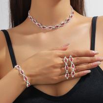 L2924-Conjunto Feminino Colar e Brinco Pulseira Vermelho Zirconia Festa Formatura Madrinha Namorados Delicado L2924-Conjunto Feminino Colar e Brinco Pulseira Vermelho Zirconia Festa Formatura Madrinha Namorados Delicado
