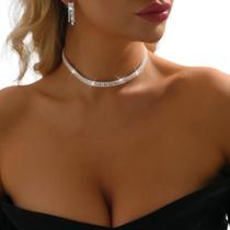 L2928-Conjunto Feminino Colar e Brinco Riviera Zirconia Prata Casamento Noiva Festa Réveillon Minimalista Elegante L2928-Conjunto Feminino Colar e Brinco Riviera Zirconia Prata Casamento Noiva Festa Réveillon Minimalista Elegante