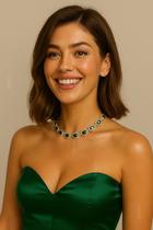 L32-L1902-Colar Feminino Choker Zirconia Strass Verde Esmeralda Rosa Pink Festa Natal Debutante Brilhante Delicado L32-L1902-Colar Feminino Choker Zirconia Strass Verde Esmeralda Rosa Pink Festa Natal Debutante Brilhante Delicado