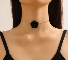 L3205-Colar Bijuteria Festa Halloween Casamento Madrinha Formatur Choker Flor Delicada Pérola - xumi_xumi_xumi