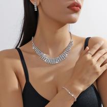 L3235-Conjunto Feminino Colar e Brinco Pulseira Anel Strass Zircônia Festa Casamento Noiva Casal Elegante Minimalista L3235-Conjunto Feminino Colar e Brinco Pulseira Anel Strass Zircônia Festa Casamento Noiva Casal Elegante Minimalista