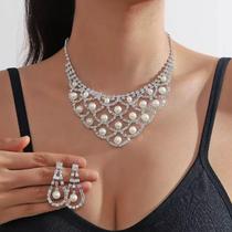 L3237-Colar Bijuteria Festa Luxo Formatura Pérola Brinco St106 L3237-Colar Bijuteria Festa Luxo Formatura Pérola Brinco St106