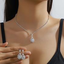 L3247-Conjunto Feminino Colar e Brinco Gota Zirconia Brilhante Minimalista Festa Casamento Noiva Casal Elegante L3247-Conjunto Feminino Colar e Brinco Gota Zirconia Brilhante Minimalista Festa Casamento Noiva Casal Elegante