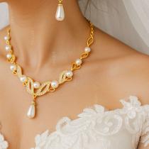 L3505-Conjunto Feminino Colar e Brinco Pérola Gota Branco Zirconia Dourado Casamento Noiva Festa Elegante Delicadeza L3505-Conjunto Feminino Colar e Brinco Pérola Gota Branco Zirconia Dourado Casamento Noiva Festa Elegante Delicadeza