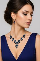 L3506-Conjunto Feminino Colar e Brinco Azul Strass Zirconia Folha Festa Formatura Casal Madrinha Namorados L3506-Conjunto Feminino Colar e Brinco Azul Strass Zirconia Folha Festa Formatura Casal Madrinha Namorados