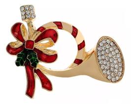 L4406-Broche Feminino Masculino Para Roupa Vestido Terno Presente Coleção Festa Cravejado Sino De Natal Laço