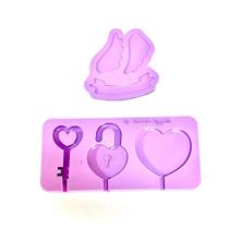 L45 Molde de silicone pirulito namorados cadeado asa chave coração drink para decorar