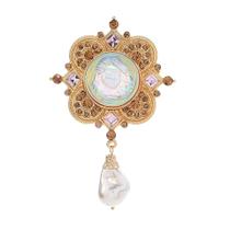 L5710-Broche Feminino vintage Personalizado Para Roupa Vestido Terno Festa Presente Coleção Pérola Elegante Redondo