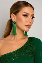 L67-L1946-Brinco Feminino Long Verde Esmeralda Franja Strass Zirconia Gota Festa Carnaval Natal Formatura Luxo Brilhante L67-L1946-Brinco Feminino Long Verde Esmeralda Franja Strass Zirconia Gota Festa Carnaval Natal Formatura Luxo Brilhante