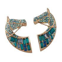 L6701-Brinco Feminino Cavalo Strass Zirconia Azul Turquesa Colorido Festa Formatura Namorada Presente Brilhante Luxo L6701-Brinco Feminino Cavalo Strass Zirconia Azul Turquesa Colorido Festa Formatura Namorada Presente Brilhante Luxo