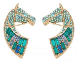 L6701-Brinco Feminino Cavalo Strass Zirconia Azul Turquesa Colorido Festa Formatura Namorada Presente Brilhante Luxo L6701-Brinco Feminino Cavalo Strass Zirconia Azul Turquesa Colorido Festa Formatura Namorada Presente Brilhante Luxo