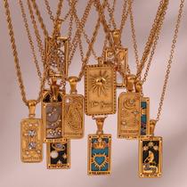 L6907-Colar Aço Cirúrgico Antialergico Ouro 18k Semi Joia Dourado Tarô Réveillon Festa Presente Luxo Rainha L6907-Colar Aço Cirúrgico Antialergico Ouro 18k Semi Joia Dourado Tarô Réveillon Festa Presente Luxo Rainha
