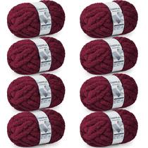 Lã Chunky Cozyful 10 Chenille Jumbo 8 novelos cor bordô Lã Chunky Cozyful 10 Chenille Jumbo 8 novelos cor bordô