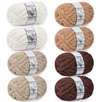 Lã Chunky Cozyful 10 Jumbo Chenille 8 novelos Creme