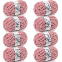 Lã Chunky Cozyful 10 Jumbo Chenille 8 novelos Rosa Empoeirado