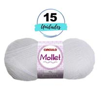 Lã Fio Mollet 40g Circulo Cor 0010 Branco - Kit 15 Novelos