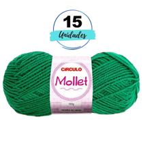 Lã Fio Mollet 40g Circulo Cor 5545 Verde Bandeira - Kit 15 Novelos