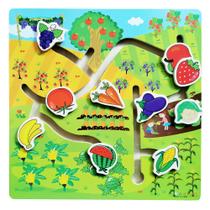 Labirinto Aprenda Brincando Frutas e Legumes em Madeira - DM Toys