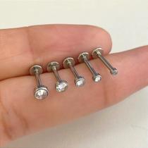 Labret de Aço Cirúrgico com Cristal Flat - 1,2mm