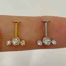 Labret de Aço Invertido com Strass Cristal - 1,2mm - Dourado Labret de Aço Invertido com Strass Cristal - 1,2mm - Dourado