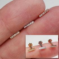Labret de ouro 18k com 5 cristais push pin - barrinha