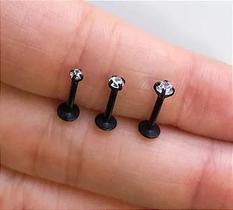 Labret de Titânio PVD Preto com Zircônia Cravada - Calibre 1,2mm
