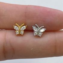 Labret em aço cirúrgico com borboletas e zircônias cristal