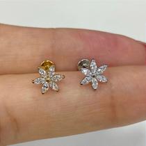 LABRET EM AÇO CIRÚRGICO COM FLOR E ZIRCÔNIAS - 1,2mm LABRET EM AÇO CIRÚRGICO COM FLOR E ZIRCÔNIAS - 1,2mm