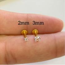 Labret em Aço Cirúrgico Quadrado com Zircônia - 1,2mm
